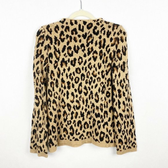 Ann Taylor Womens Pullover Sweater Leopard Spotted Mock Neck Wool Blend Size XS - Picture 6 of 6
